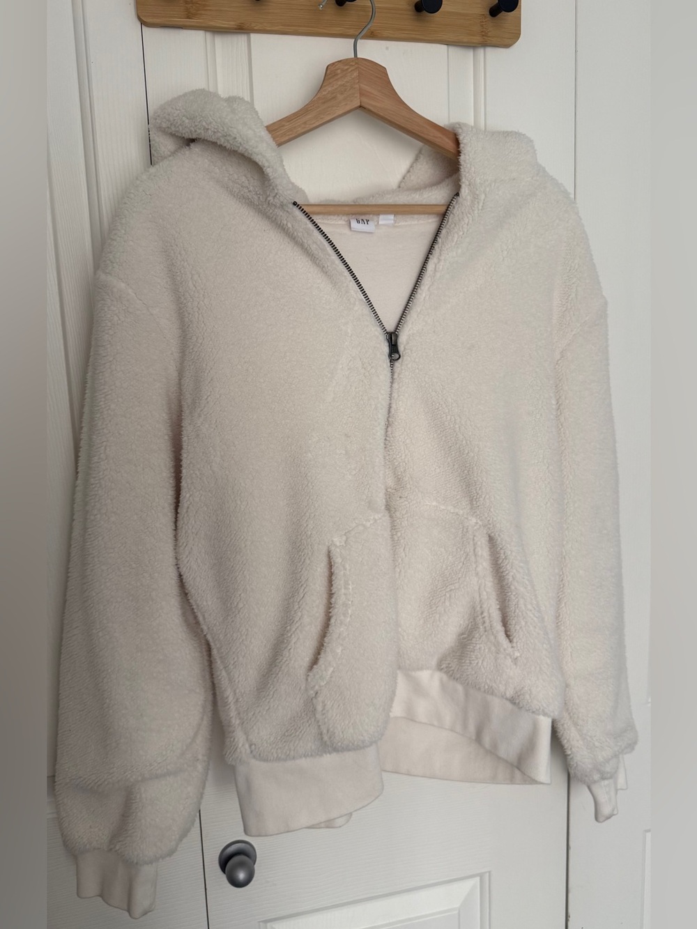 GAP Cream Sherpa Zip Hoodie